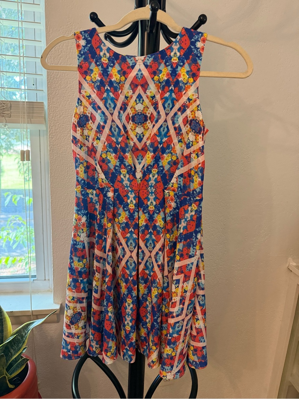 GB Girls Size 12 Floral Geometric Dress with Exposed Zip
